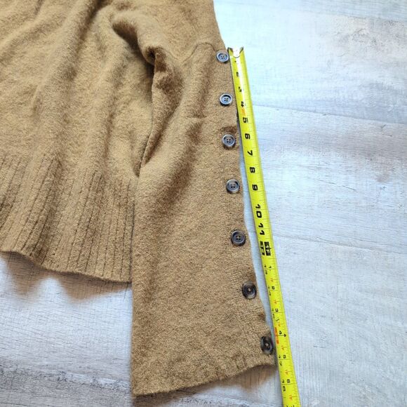 Madewell Crewneck Pullover Sweater Wool Blend Rustic Gold XS Buttons - Picture 6 of 7